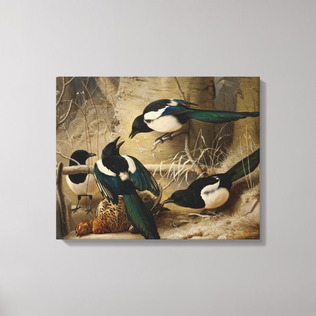 Ferdinand von Wright - Magpies Round a Dead Canvastryck (Framsida)