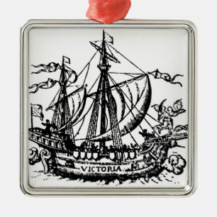 Ferdinands Magellan fartyg 'Victoria Julgransprydnad Metall