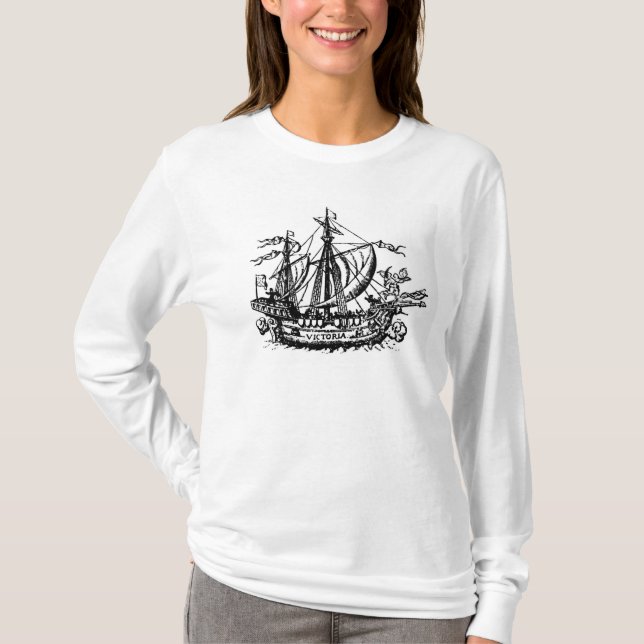 Ferdinands Magellan fartyg 'Victoria Tee Shirt (Framsida)