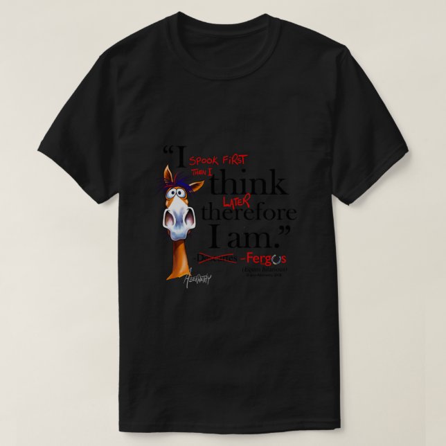 Fergus the Horse Descartes (black) Classic T-Shirt (Design framsida)