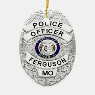 Ferguson polisemblem julgransprydnad keramik