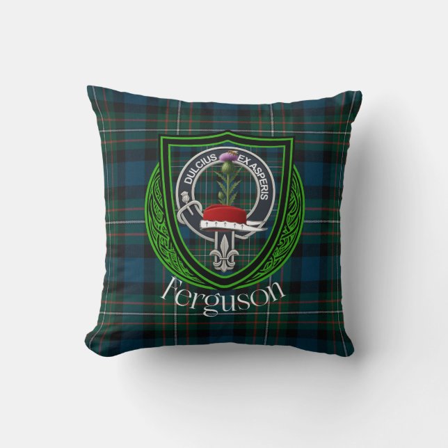 Ferguson Scottish Clan Tartan & Crest Kudde (Framsida)