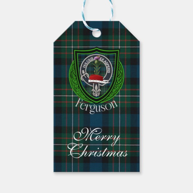 Ferguson Scottish Clan Tartan & Crest Presentetikett (Framsidan)