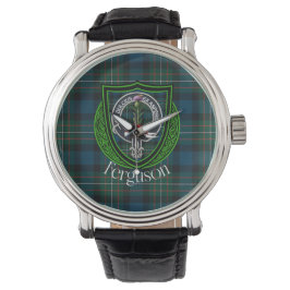Ferguson skotska klan tartan och vapensköld armbandsur