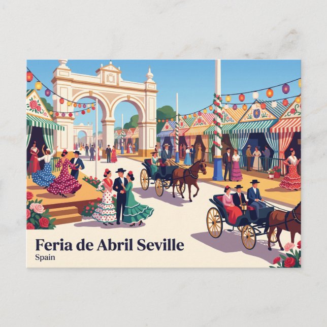 Feria de Abril Sevilla Spanien Vykort (Framsida)