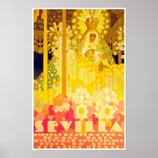 Feria de Sevilla Spanien vintage resor Poster (Framsidan)