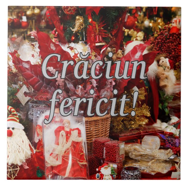 Fericit Crăciun! God jul i rumänsk wf Kakelplatta (Framsidan)