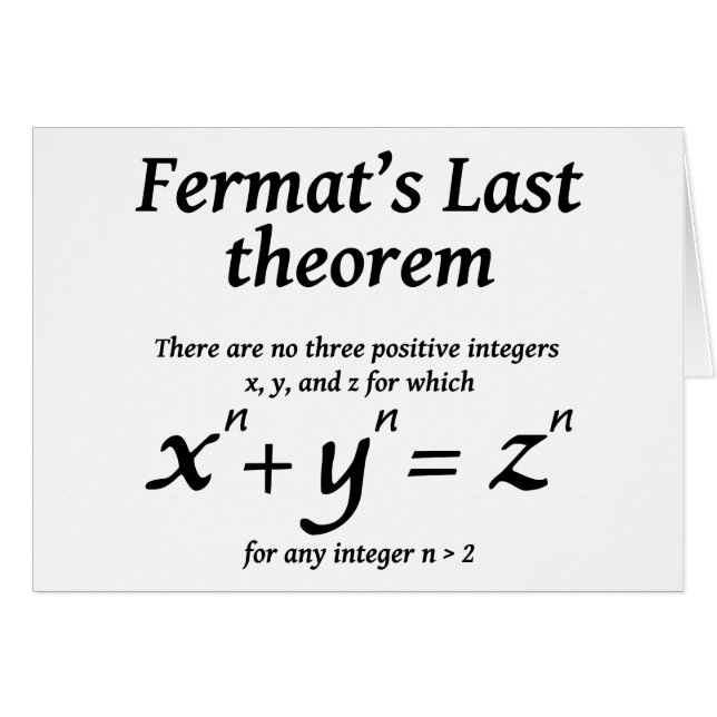 Fermats sist Theorem Hälsningskort (Framsidan Horizontal)