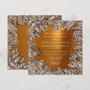 Fern Blad Framade Crystals Ivory Honung Guld Inbjudningar