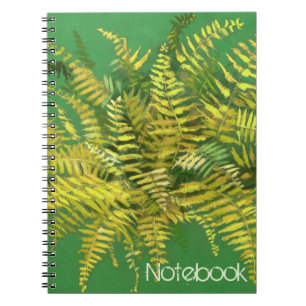 Fern, blommigt, anpassade, grön, blå och grönt anteckningsbok med spiral