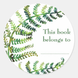 Fern Bookplate-fästen Runt Klistermärke