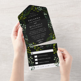 Fern Eucalyptus Hand Drawn Greenery Black Bröllop