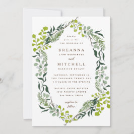 Fern Eucalyptus Hand-Drawn Greenery Bröllop Inbjudningar
