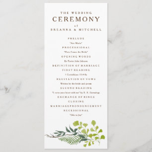 Fern Eucalyptus Hand-Drawn Greenery Bröllop Program