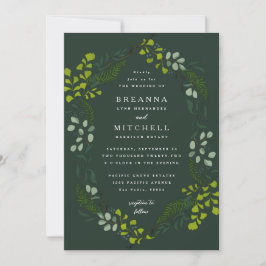 Fern Eucalyptus Hand Drawn Greenery Grönt Bröllop Inbjudningar