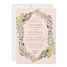 Fern Eucalyptus Hand Drawn Greenery Rosa Bröllop