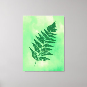 Fern Frond, Grönt på Watercolor Background Canva Canvastryck