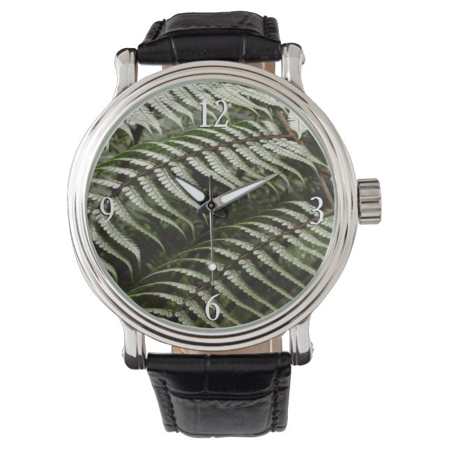 Fern Fronds II Dark Green Nature Armbandsur (Framsida)