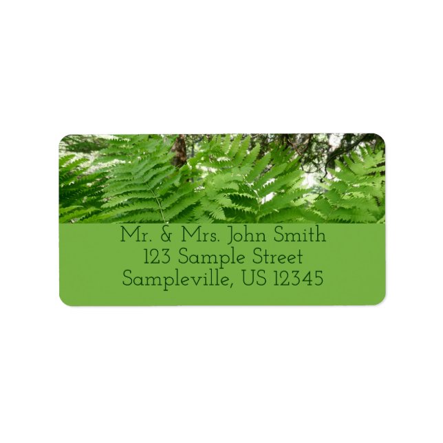 Fern Fronds IV-Grönt Nature Botanical Adressetikett (Framsidan)