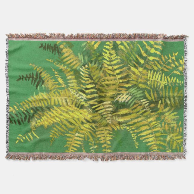 Fern, fronter, blommigt, grönt guldgrön gult mysfilt (Framsidan)