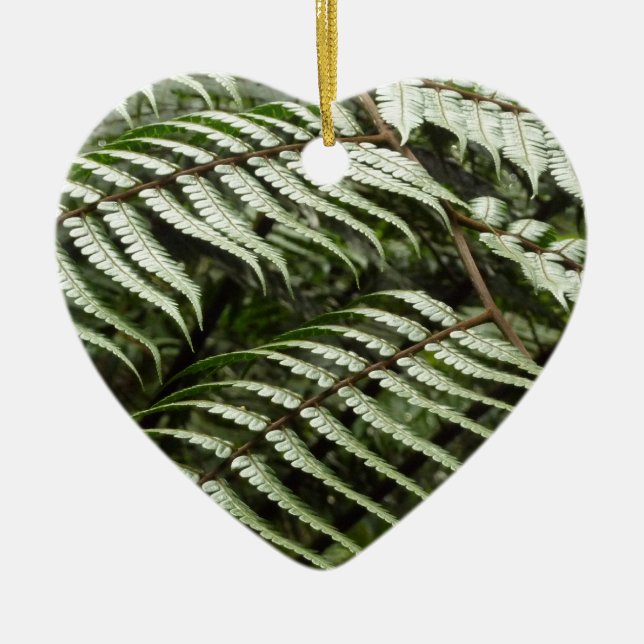 Fern Fronts II Mörk grönt natur Julgransprydnad Keramik (Framsidan)