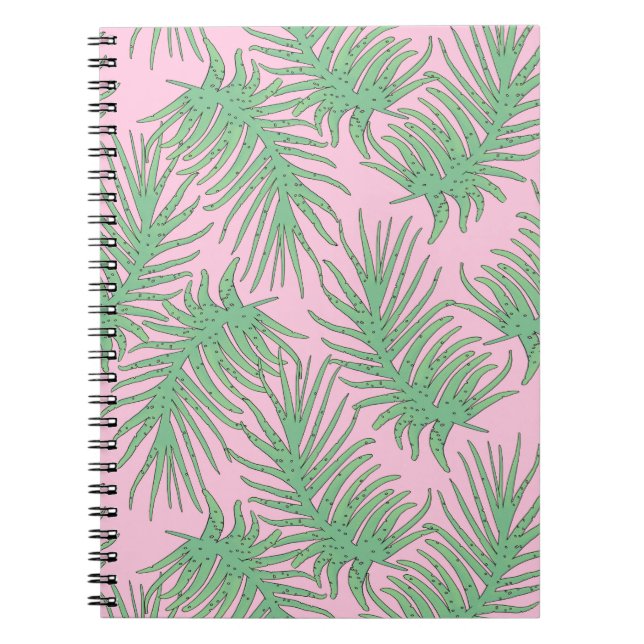 Fern grenar på rosa. anteckningsbok (Framsidan)