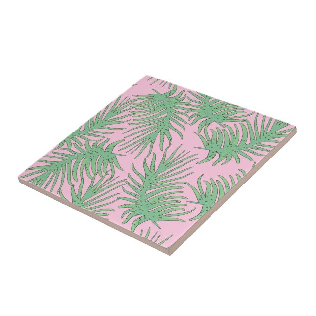 Fern grenar på rosa. kakelplatta (Sidan)