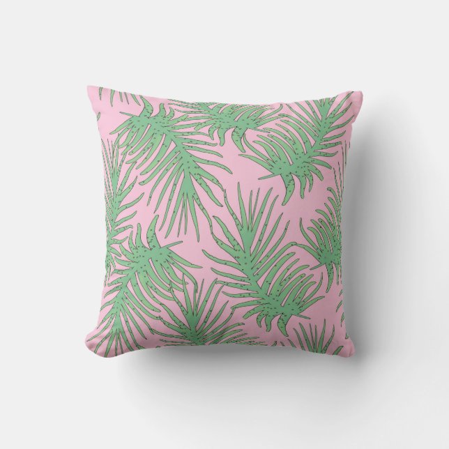 Fern grenar på rosa. kudde (Framsida)