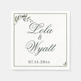 Fern Grönt Willow Gren Elegant bröllop Pappersservett