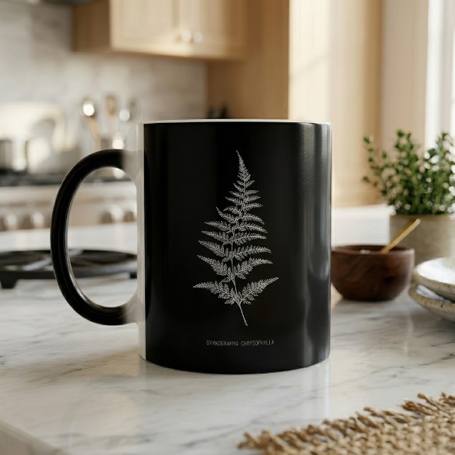 Fern - Gymnogramma Chrysophylla. Röntgeneffekt - 0 Magisk Mugg (Golden Fern Frond, Gymnogramma Chrysophylla. Color Morph Mug)