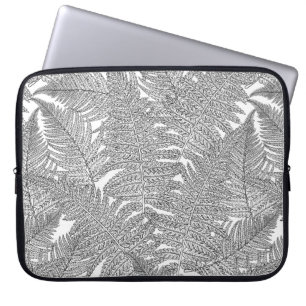 Fern i svartvitt laptop fodral