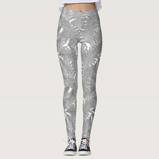 Fern i svartvitt leggings (Framsida)