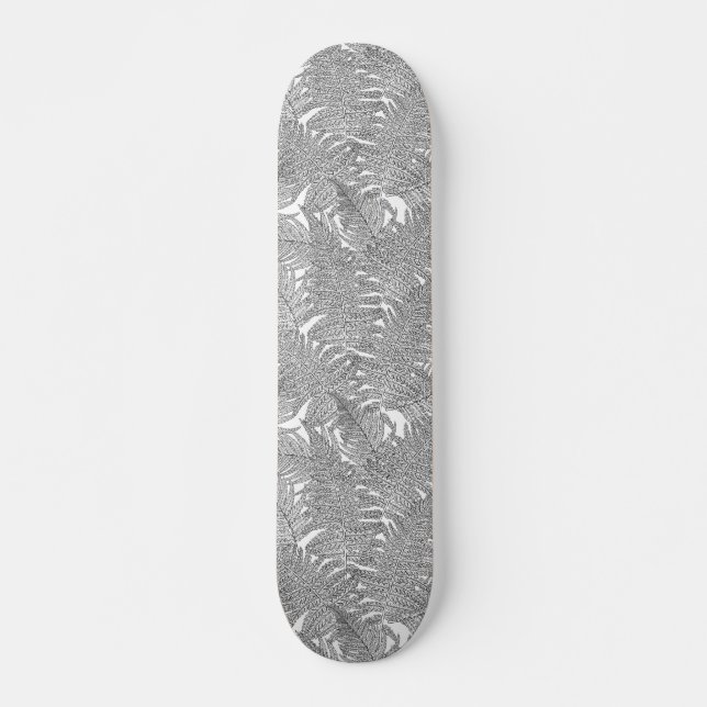 Fern i svartvitt mini skateboard bräda 18,5 cm (Framsida)