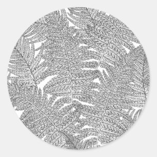 Fern i svartvitt runt klistermärke