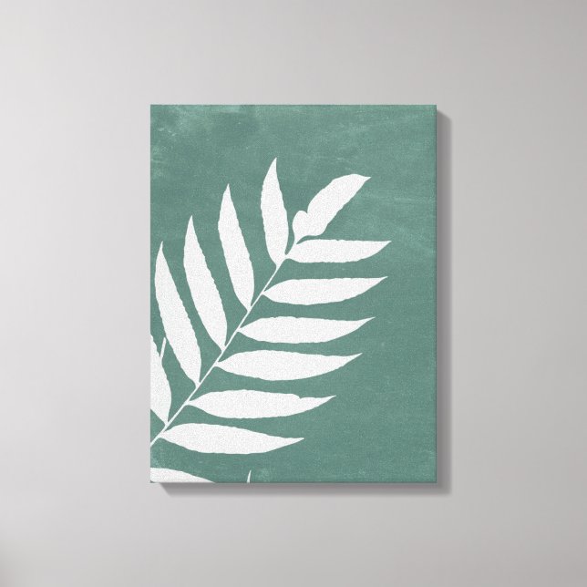 "Fern in Stillness" - en minimalistisk vit Fern Lö Canvastryck (Framsida)
