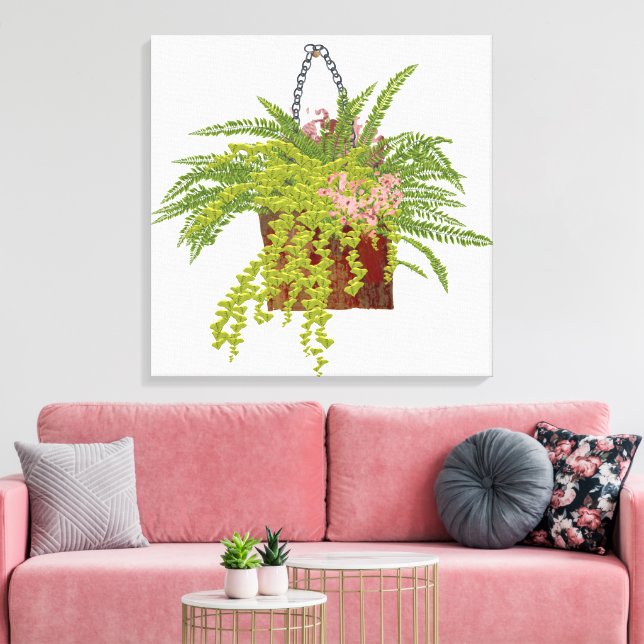 Fern Ivy Hängande Växt Botanisk Illustrationskonst Canvastryck (Insitu (Vardagsrum))