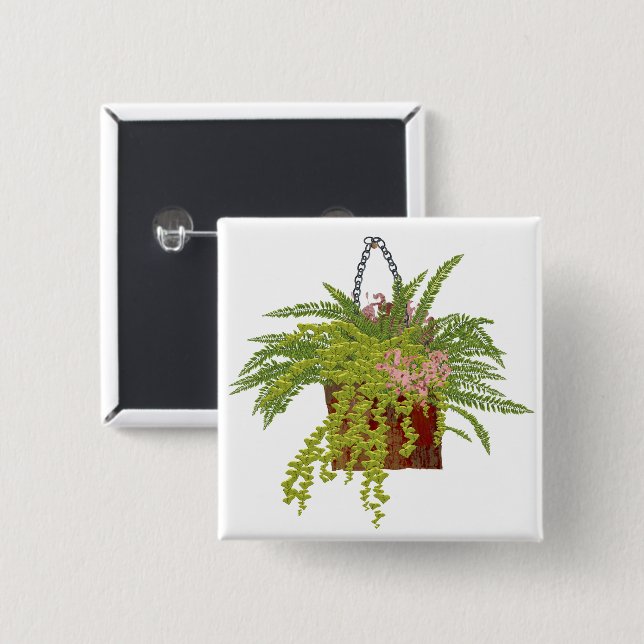 Fern Ivy Hanging Plant Botanical Illustration Art Knapp (Framsida & baksida)
