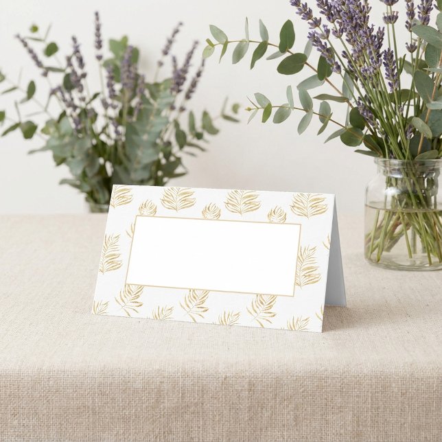 Fern löv bröllopsgäst namn bord-kort. placeringskort (Fern leaf wedding reception guest name table card. place card)