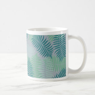 fern löv mönster på lätt grått kaffemugg
