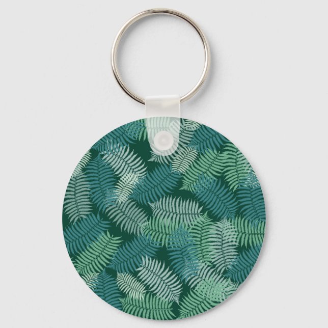 Fern löv mönster på mörk grönt nyckelring (Framsida)