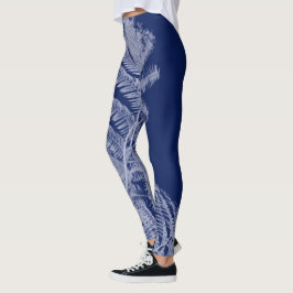 Fern Löv Struktur Sketch White Blue Leggings