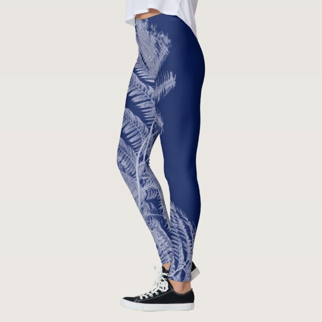 Fern Löv Struktur Sketch White Blue Leggings (Vänster)
