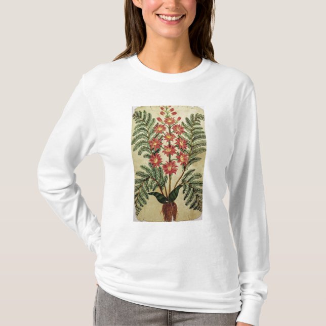 Fern med rött och gula blommor t shirt (Framsida)