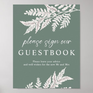 Fern Modern Calligraphy Bröllop Guest Bok-tecken Poster