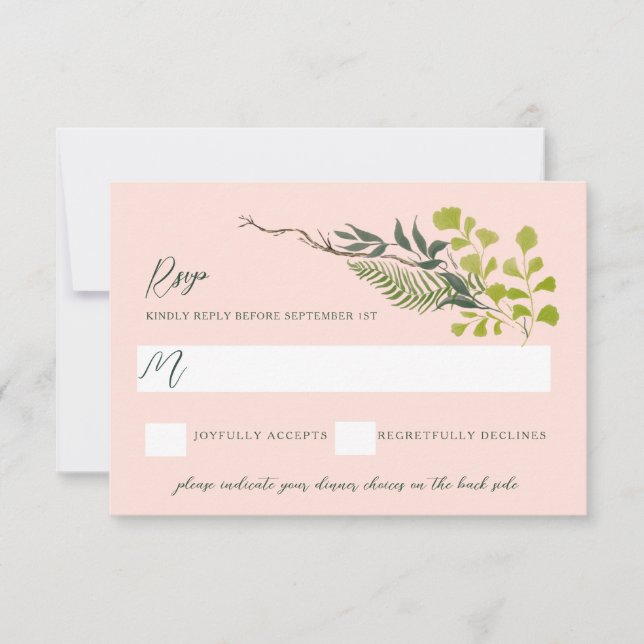 Fern Pepper Träd Löv Garden Rosa OSA Kort (Framsida)