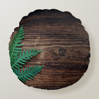 Fern plant wood small fern grunge rund kudde