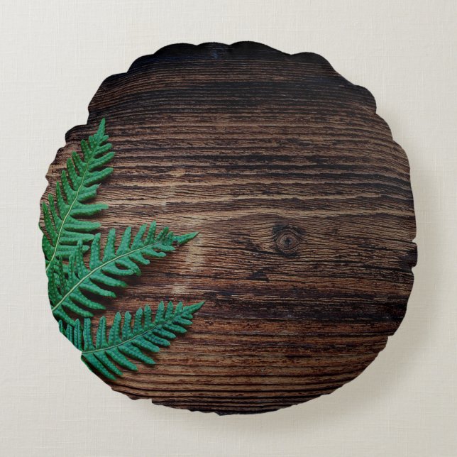 Fern plant wood small fern grunge rund kudde (Framsidan)