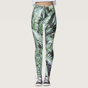 Fern Tropical Grönt Lövs Plant Woodland Foliage Leggings