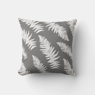 Fern White Plant Botanical Painting Kudde