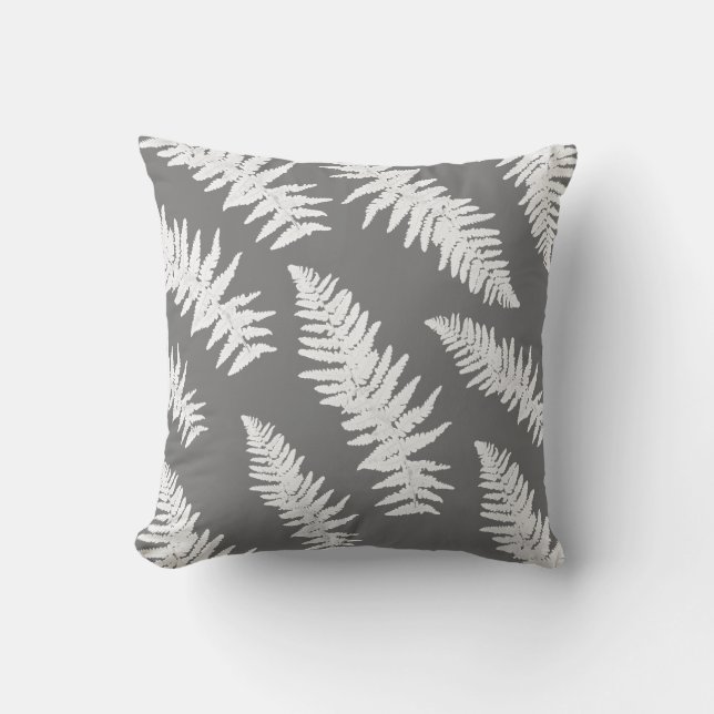 Fern White Plant Botanical Painting Kudde (Framsida)